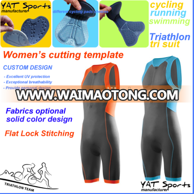 High quality quick dry Coolmax lycra fabrics the fashion contrast color panels design Custom triathlon suit