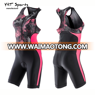 Anti slip fabric leg opening custom Lycra sublimation print women cycling one piece suit