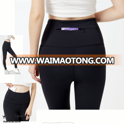 Custom back zip pocket 87 nylon 13 spandex women high waist fitness leggings for sports