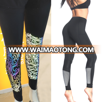 Professional running pants quick dry fabrics printing design custom night running reflective leggings