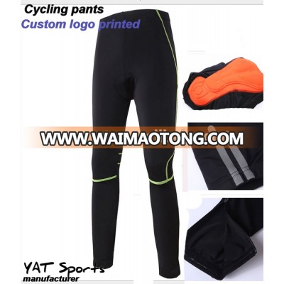 Custom design Reflective back pocket leg zipper mens bike apparel cycling pants