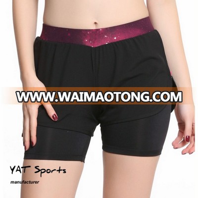 women blank quick dry sports fitness yoga 2 in 1 running shorts